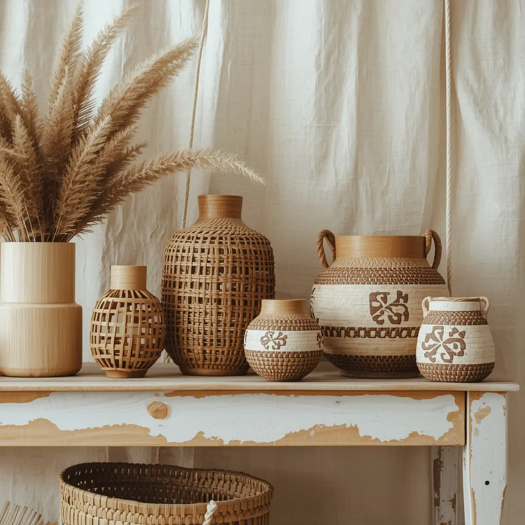 Curated display of handcrafted home decor items